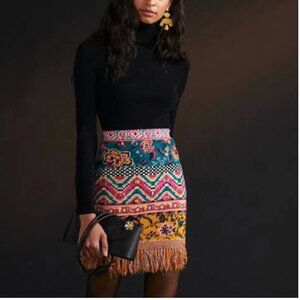 Fringed Abstract Sweater Mini Skirt | Anthropologie | Size M